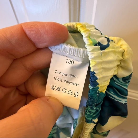 SHEIN Tropical Theme Swim Unlined Trunks/Shorts Blue Green Size 6Y - Picture 4 of 5